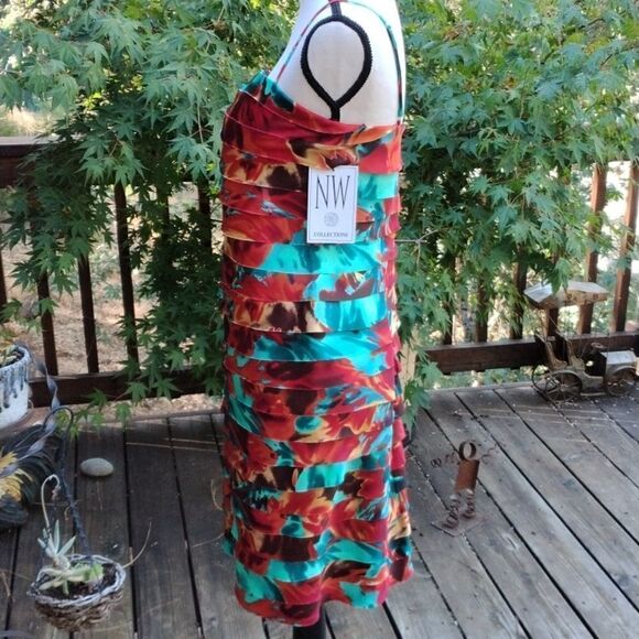 NWT NW Collections Layered Satin Dress - Picture 4 of 13